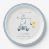 Schuine kraan Kinder elke zondag Papieren Bordje (Voorkant)