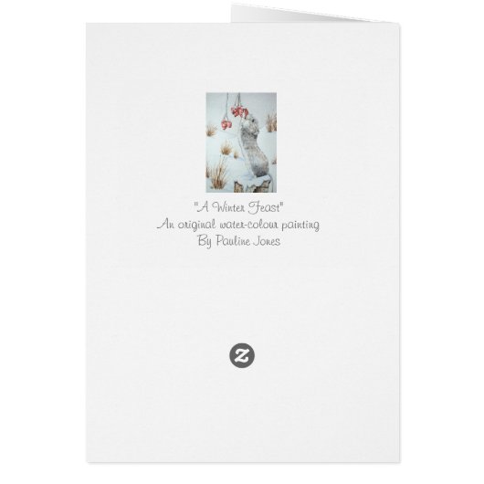 Schuine muis en rode bessen sneeuwen (Achterkant)