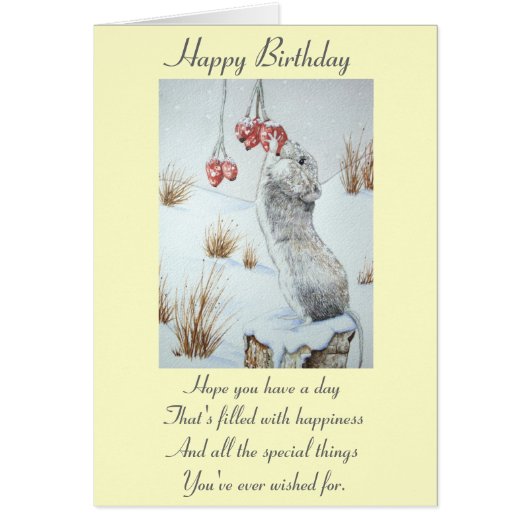 Schuine muis en rode bessen sneeuwen (Voorkant)