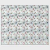 Schuine muis en rode bessen sneeuwen cadeaupapier (Vlak)