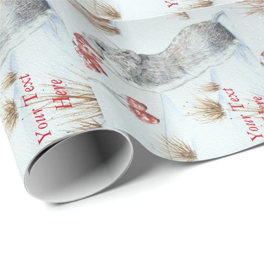 Schuine muis en rode bessen sneeuwen cadeaupapier (Rol Hoek)