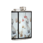 Schuine muis en rode bessen sneeuwen heupfles (Rechts)