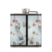 Schuine muis en rode bessen sneeuwen heupfles (Achterkant)