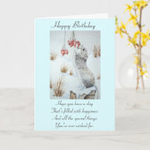 Schuine muis en rode bessen sneeuwen kaart (Gele Bloem)