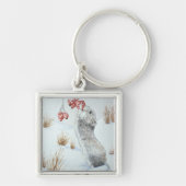 Schuine muis en rode bessen sneeuwen sleutelhanger (Voorkant)