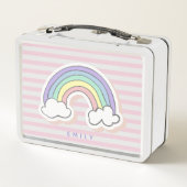 Schuine regenboog - Roze gestreept Kinderen Metaal (Achterkant)
