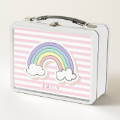 Schuine regenboog - Roze gestreept Kinderen Metaal (Voorkant)