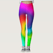 Schuine regenboogkleurpatroon leggings (Voorkant)