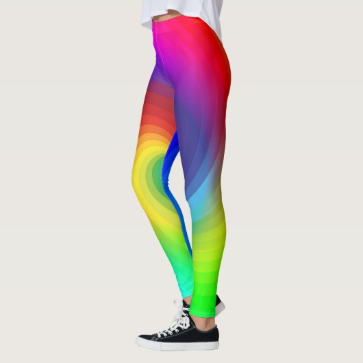 Schuine regenboogkleurpatroon leggings (Links)
