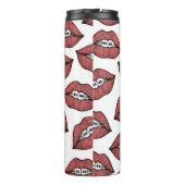 Schuine rode spoelen en handgeschilderde illustrat thermosbeker (Achterkant)