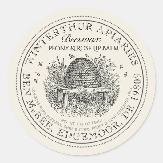  schuine streep ivoor bijenwas lip Balm label (Voorkant)