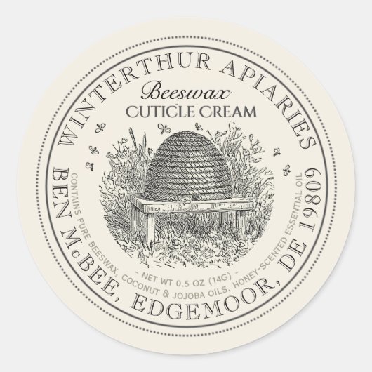  schuine streep ivoor bijeswax keukencrème ronde sticker (Voorkant)