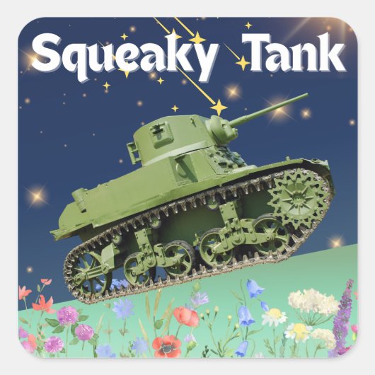 schuine tank vierkante sticker (Voorkant)