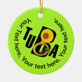 schuine tuba tekst keramisch ornament (Voorkant)