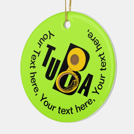 schuine tuba tekst keramisch ornament (Links)