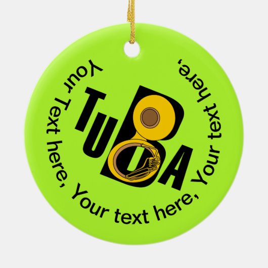 schuine tuba tekst keramisch ornament (Achterkant)