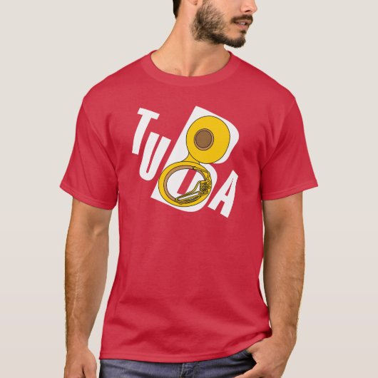 schuine tuba tekst t-shirt (Voorkant)