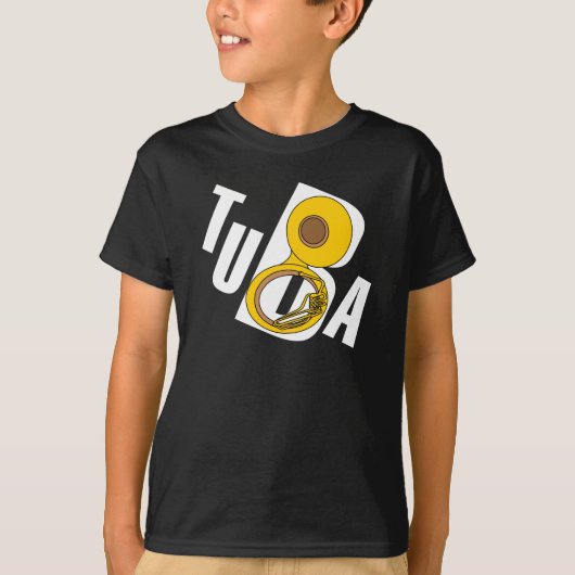 schuine tuba tekst t-shirt (Voorkant)