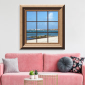 Schuine wand van Uitzicht van het venster Faux Canvas Afdruk (Insitu (Woonkamer))