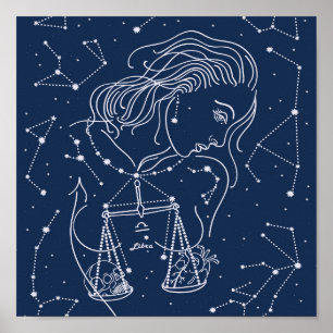 Schuine zodiale tekening poster