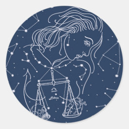 Schuine zodiale tekening ronde sticker
