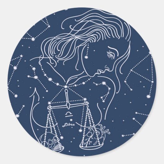 Schuine zodiale tekening ronde sticker (Voorkant)