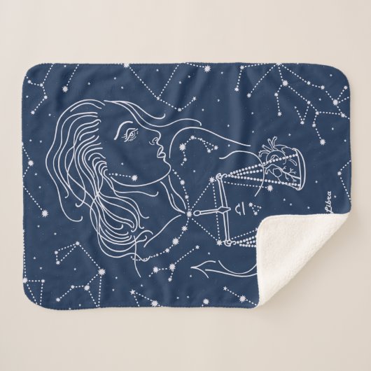 Schuine zodiale tekening sherpa deken (Voorkant (horizontaal))