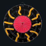 Schuine zon dartbord<br><div class="desc">schattige zon,  zon,  maan,  mars,  wereld,  design,  strips,  cartoon,  kleur,  zomer</div>