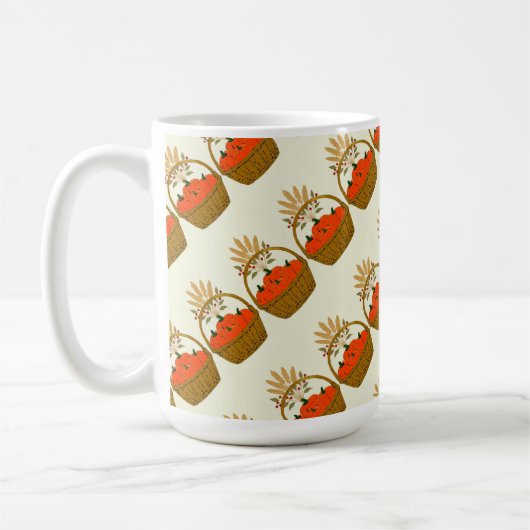 🎃 **Schuinstaande Pompoen & Tarwe Mok** Koffiemok (Links)