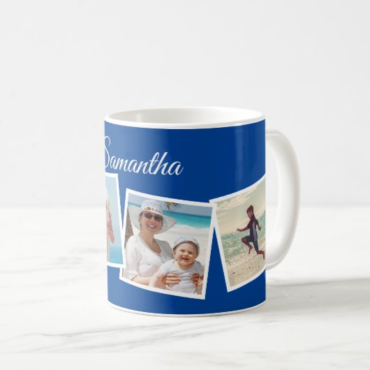 Schuintrekken 4 Foto Collage Aangepaste Aangepaste Koffiemok (Voorkant rechts)