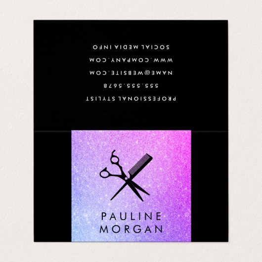 Schuintrekken en Comb Elegant Lux Glitter Visitekaartje (Buitenkant ongevouwen)