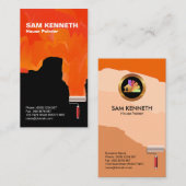 Schuintrekken van Oranje schilderverf Visitekaartje (Voorkant / Achterkant)