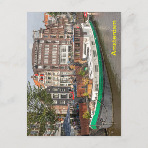 Schuit afgemeerd op de Prinsengracht, Amsterdam Briefkaart