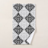 Schuiven Damask Patroon B&W op grijs Bad Handdoek (Handdoek)