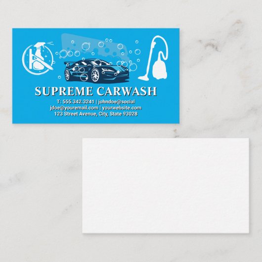 schuiver | Spuitreiniging | vacuüm | autowasplaats Visitekaartje (Voorkant / Achterkant)