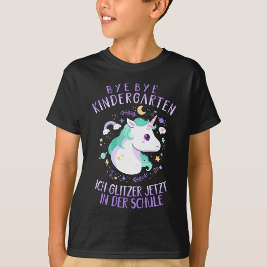 Schulanfang Einschulung Schulkind Einhorn Mädchen T-shirt (Voorkant)