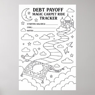Schuld Aflossing Magic Carpet Ride Tracker Kleuren Poster