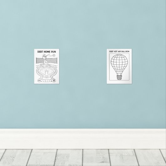 Schuld Home Run Payoff Tracker en Hete Luchtballon Muurkunst Sets (Houten vloer)