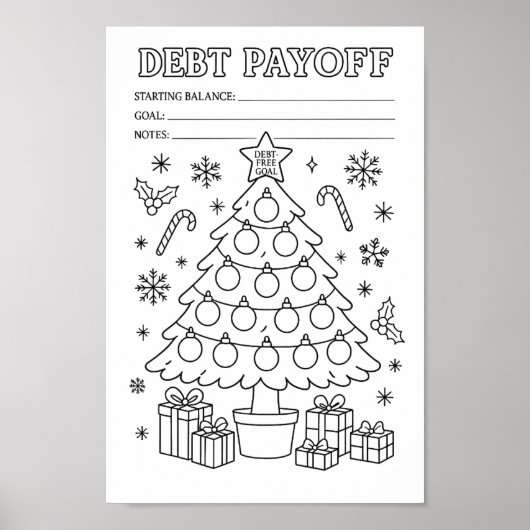Schuld Kerstboom Ornament Afbetaling Tracker  Poster (Voorkant)