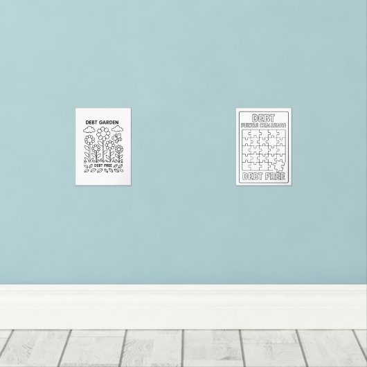 Schuld Tuin & Puzzel Uitbetaling Tracker Blad Muurkunst Sets (Houten vloer)