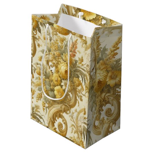 Schuld van Goud - Barok Bloemen Kussen Medium Cadeauzakje (Achterkant Gekanteld)