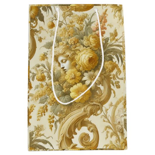 Schuld van Goud - Barok Bloemen Kussen Medium Cadeauzakje (Voorkant)