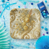 Schuld van Goud - Barok Bloemen Kussen Papieren Bordje (Feest)