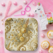 Schuld van Goud - Barok Bloemen Kussen Papieren Bordje (Feest)