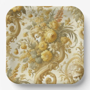 Schuld van Goud - Barok Bloemen Kussen Papieren Bordje