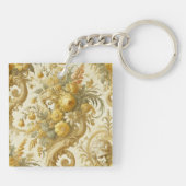Schuld van Goud - Barok Bloemen Kussen Sleutelhanger (Achterkant)