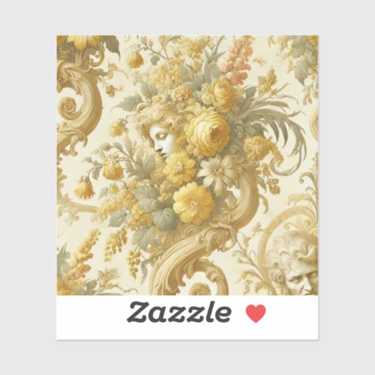 Schuld van Goud - Barok Bloemen Kussen Sticker (Vel)