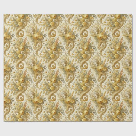 Schuld van Goud - Barokke Bloemen Bandana Cadeaupapier (Vlak)
