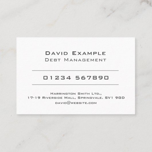 Schuldbeheer met foto van de houder visitekaartje (Achterkant)