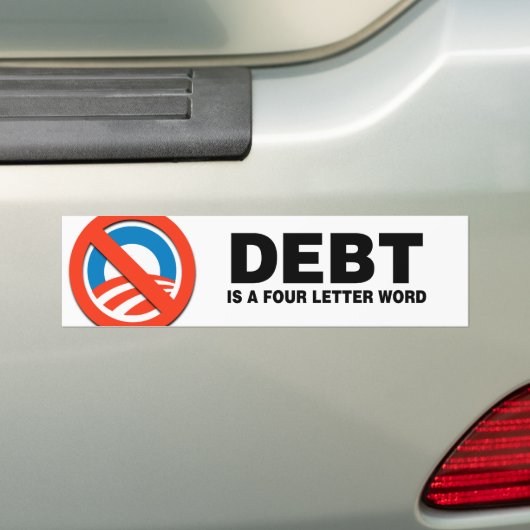 SCHULDEN IS EEN VIER BRIEF-WOORD BUMPERSTICKER (Op auto)